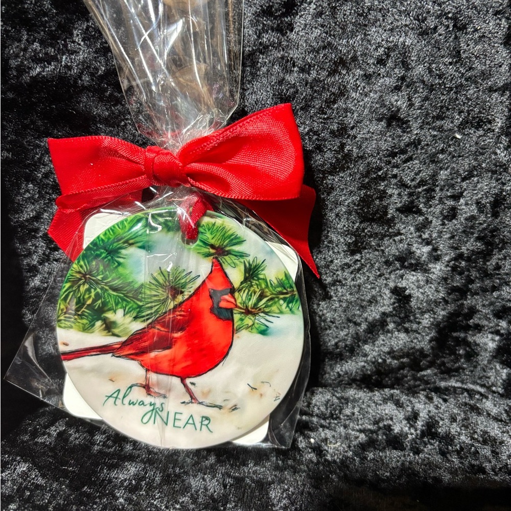Cardinal Holiday Ornament with Red Ribbon